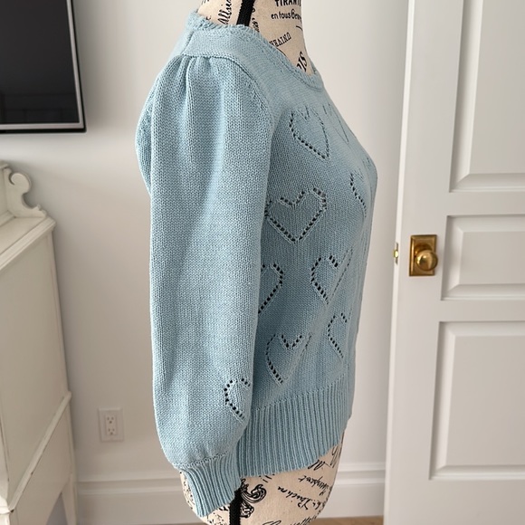 Anthropologie Heart-Shaped Pointelle Knit Top/Sweater - Picture 7 of 11